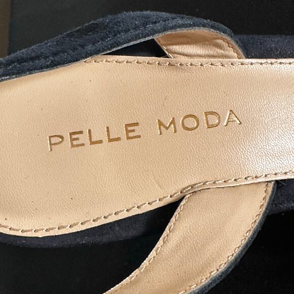 Pelle Moda Slingback Open Toe Black Sued Kitten Heel Pumps Size 7.5 - Picture 6 of 8